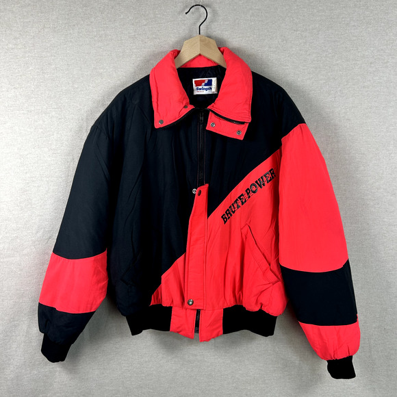 Vintage Swingster Mens Winter Coat Size Large Brute Power BWD BorgWarner 80s 90s - Picture 1 of 11